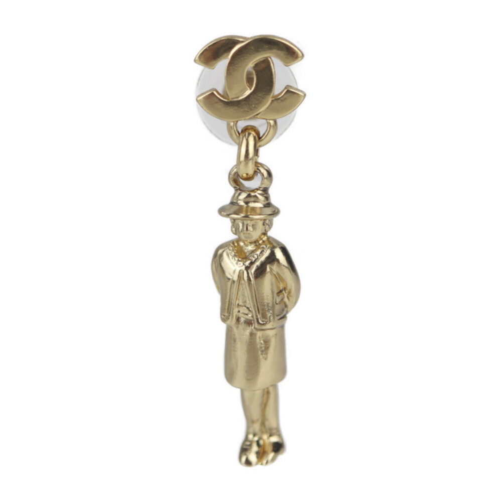 CHANEL Authentic Gold Logo Earrings - Picture 3 of 8
